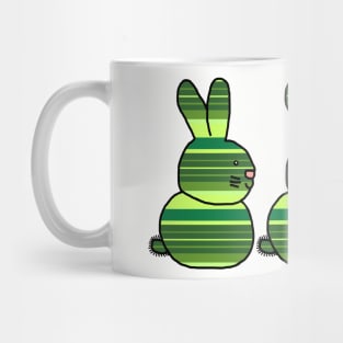 Three Easter Bunnies Green Stripes Mug